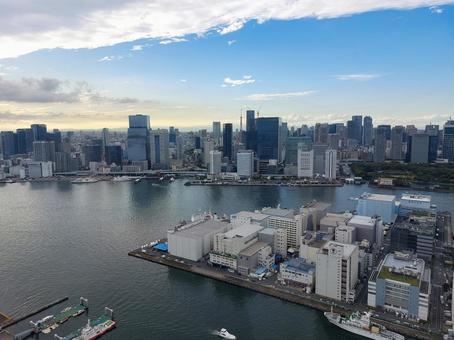 晴海から東京タワー方面への眺望 晴海,橋,海の写真素材