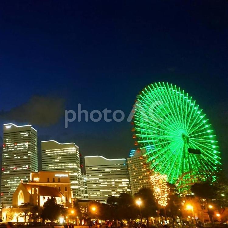 夜景のライトアップ！！また行きたい！ 祭り,夜,ビルの写真素材
