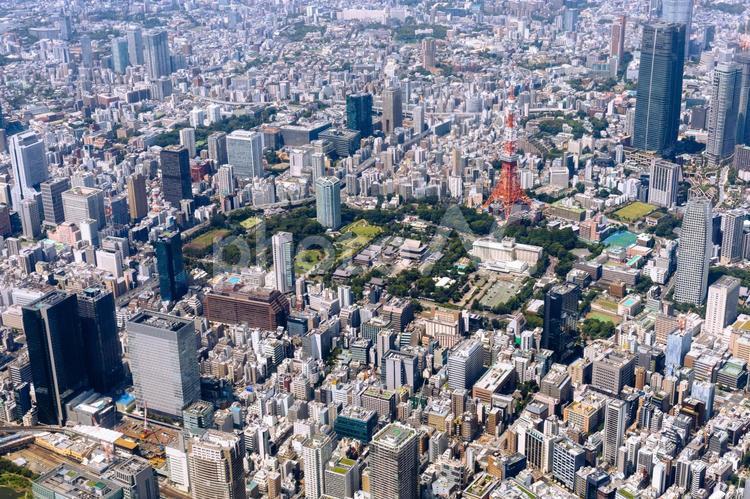 東京都港区全景を空撮 空撮,東京都,港区の写真素材