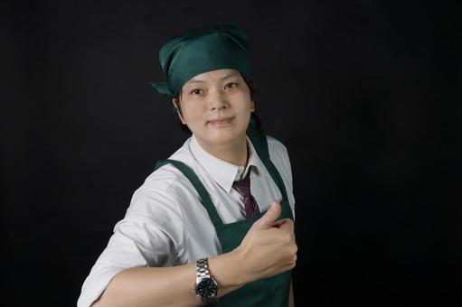 Cooking staff giving a good sign, JPG