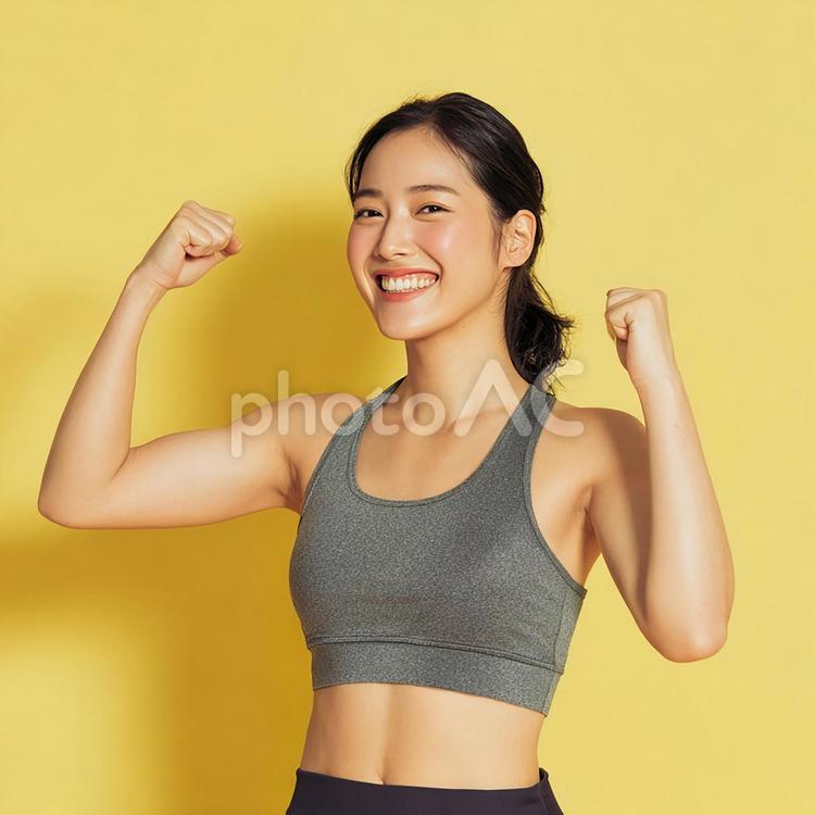 笑顔が素敵なアクティブな女性 女性,大人,アジア人の写真素材
