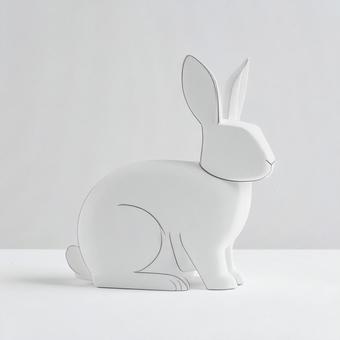 白いうさぎの模型 白いうさぎの模型の写真