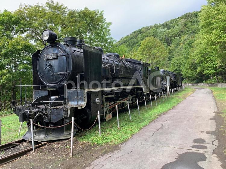 神居古潭を渡った先のSL 蒸気機関車,神居古潭,slの写真素材