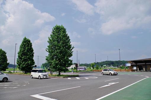 道の駅にて 道の駅にて 道の駅,サシバの里いちかい,駐車場の写真素材