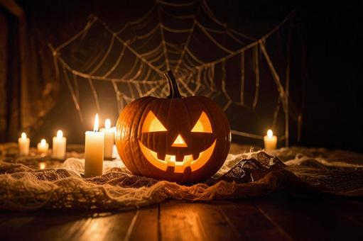 ハロウィンのかぼちゃと蝋燭03 ハロウィンのかぼちゃと蝋燭03の写真