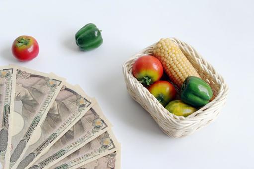 野菜とお金の組み合わせ 野菜とお金の組み合わせ 野菜,お金,トマトの写真素材