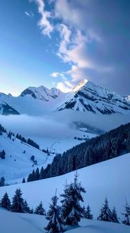 冬の雪山　自然の写真