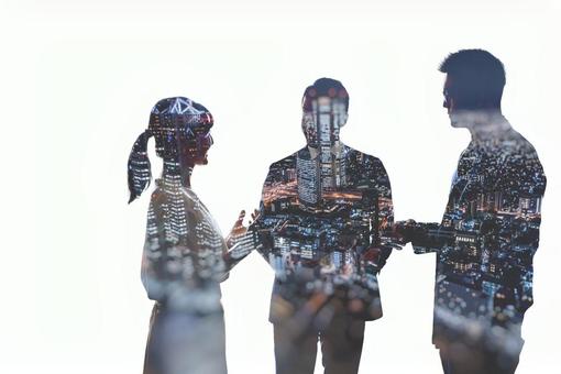 Abstract image of a business having a conversation, JPG Abstract image of a business having a conversation, conversation, speak, meeting, JPG