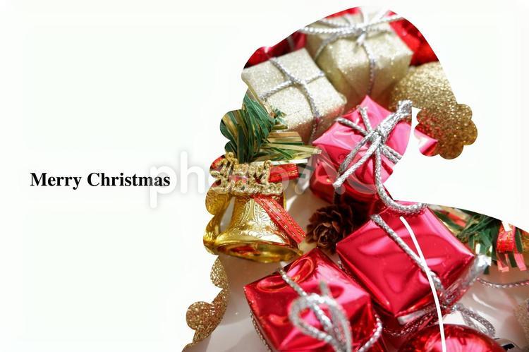サンタクロースのクリスマスカード オーナメント,クリスマス,プレゼントの写真素材