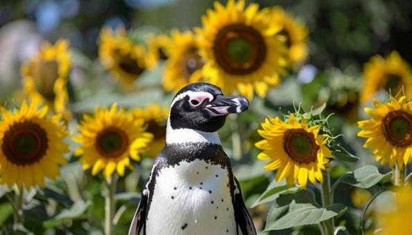 ペンギンとひまわり ペンギンとひまわりの写真