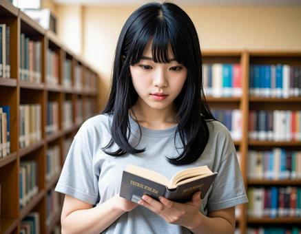 図書館に来ています 図書館に来ていますの写真