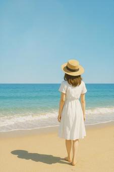 砂浜の少女 砂浜の少女の写真