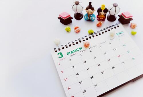 2026年３月カレンダー、雛祭りの背景１ 2026年,2026,3月の写真素材