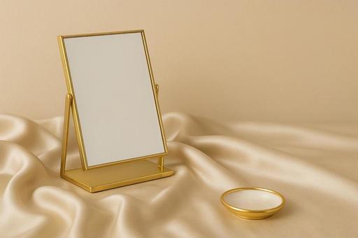 シルク布と金縁小物 シルク布と金縁小物の写真