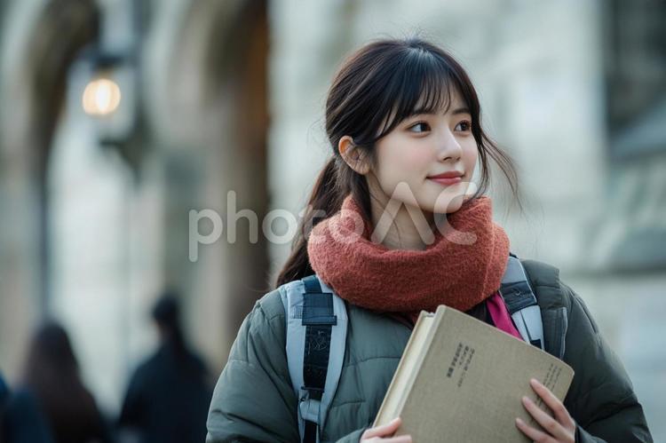 海外の大学へ留学している日本人学生 留学,学生,海外の写真素材