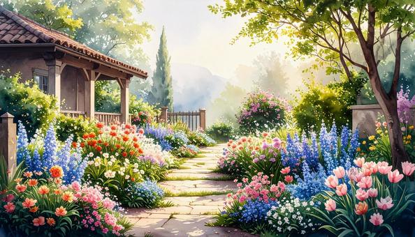 幻想的な花のある風景 幻想的な花のある風景の写真