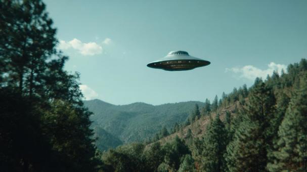 神秘的なUFOが飛来する自然風景の写真