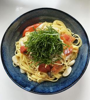 パスタ パスタ,ペペロンチーノ,紫蘇パスタの写真素材