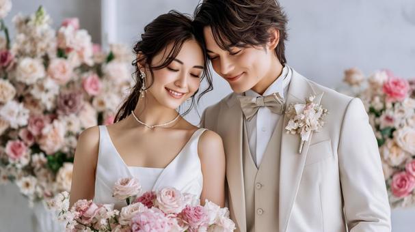 幸せ溢れる笑顔の新郎新婦のウェディング 幸せ溢れる笑顔の新郎新婦のウェディングの写真