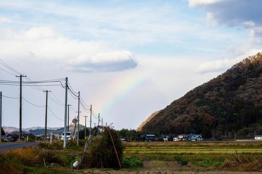 虹⒃ 虹,七色,山の写真素材