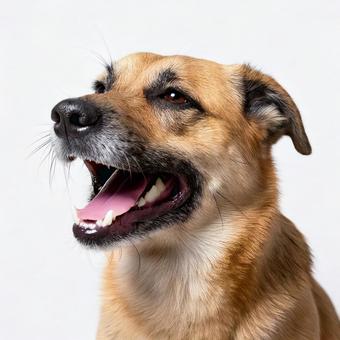 笑っている犬の顔 笑っている犬の顔の写真