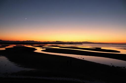真玉海岸の夕景 夕焼け,海岸,真玉海岸の写真素材