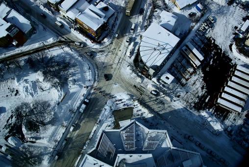 雪景色の街並み 雪景色の街並み 雪,雪国,雪景色の写真素材