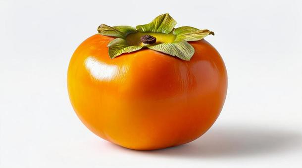 柿　1個　白背景の写真