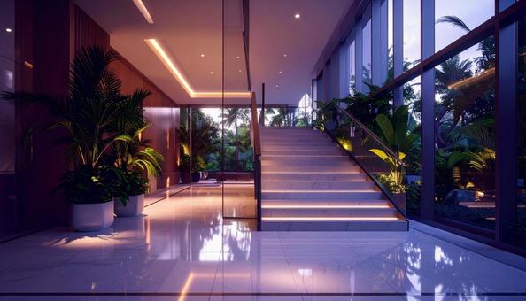 リゾートホテルのエントランスの写真