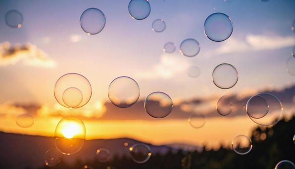 空に浮かぶ泡の幻想の写真