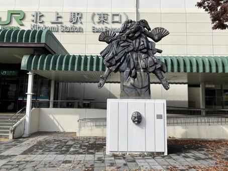 JR北上駅の東口 北上駅,jr,駅の写真素材