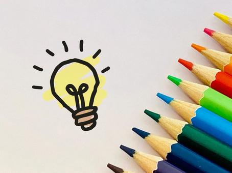 Light bulb and colored pencils, JPG Light bulb and colored pencils, JPG