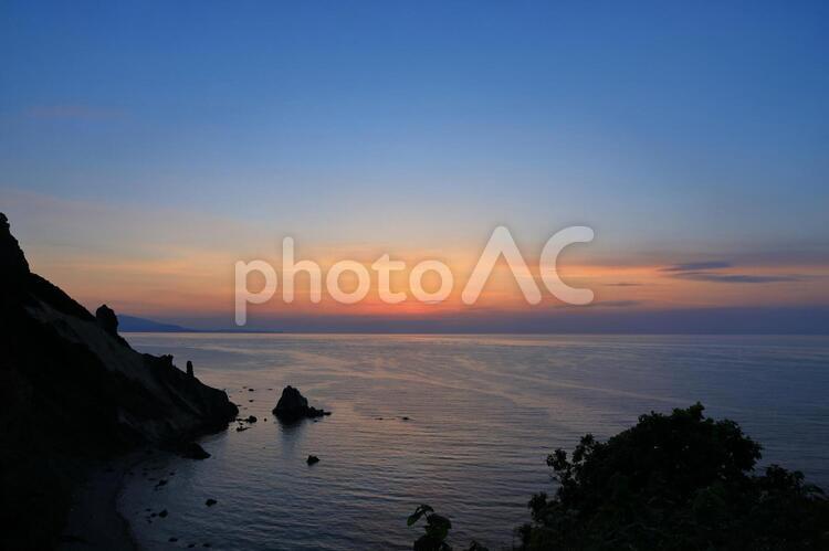 祝津パノラマ展望台から見た夕焼け(加工なし) 夕焼け,小樽,祝津の写真素材