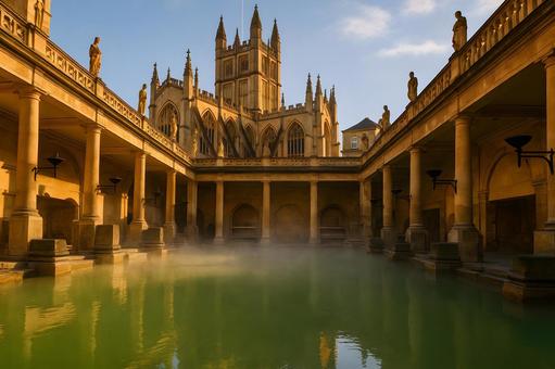 蒸気立つ古代浴場 蒸気立つ古代浴場の写真
