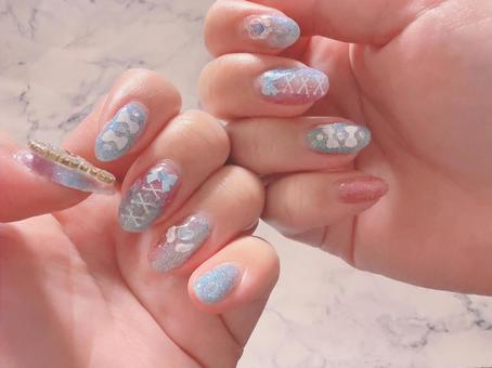 フラッシュネイル×夏 ネイル,ジェルネイル,セルフネイルの写真素材