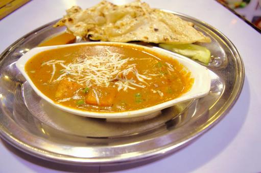 パニールとグリンピースのカレー　2 マタールパニール,インド料理,カレーの写真素材