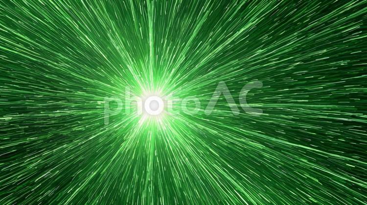 背景素材☆ワープ・スピード感☆グリーン ワープ,スピード,サイエンスの写真素材
