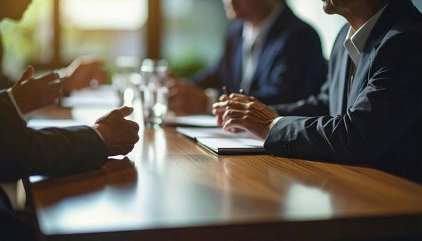 グループで話し合いをしているビジネスマンの写真