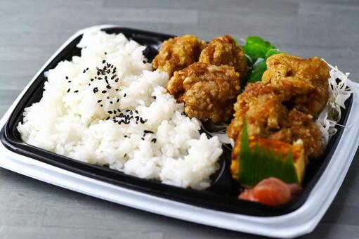 から揚げ弁当 お弁当,鮮やか,弁当の写真素材
