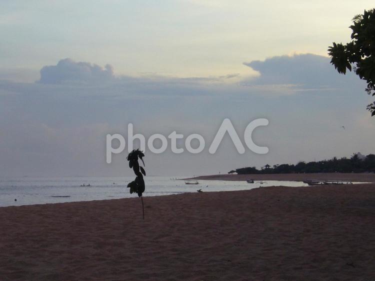 夕暮れ時のバリの海 バリ,人,何人もありませんの写真素材