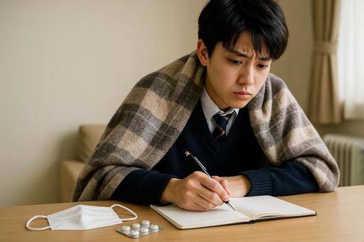 受験生の風邪の写真