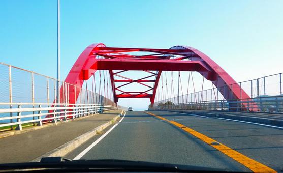赤いトラス橋 赤いトラス橋 橋,陸橋,赤の写真素材