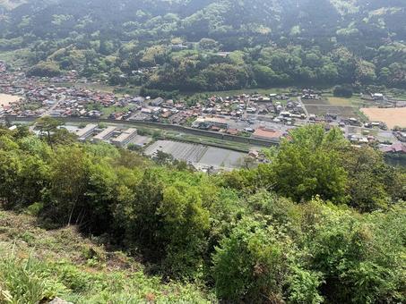 津和野城からの眺め1 街並み,津和野城,城址の写真素材