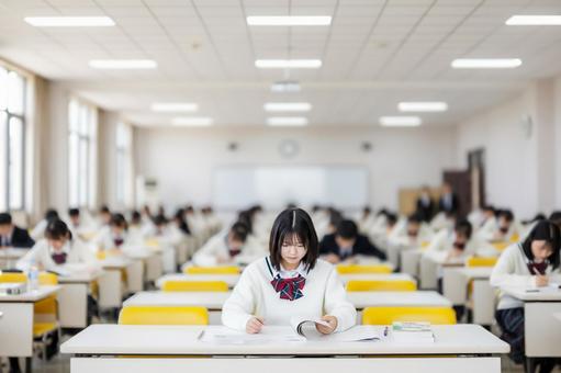受験戦争 受験戦争 センター試験,学生,女子生徒の写真素材