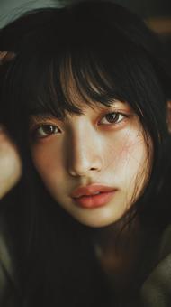 女性の魅力的なクローズアップポートレート 女性の魅力的なクローズアップポートレートの写真