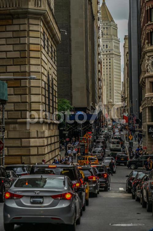 ニューヨーク・ウォール街の街並み５ アメリカ,アメリカ合衆国,ウォールストリートの写真素材