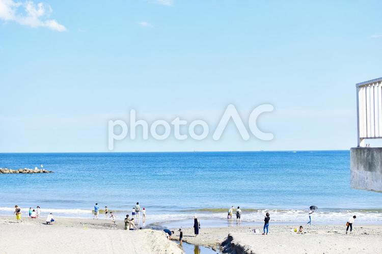 菖蒲田海水浴場の海と青空　7 海,青空,海水浴場の写真素材