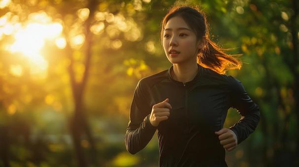 走る女性の写真