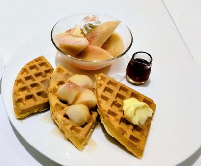 桃ワッフル 桃ワッフル 桃,ワッフル,スイーツの写真素材