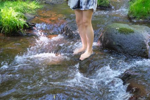 水遊び 水遊び 水遊び,河,渓流の写真素材